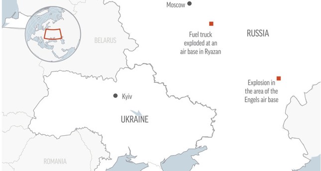 خريطة توضح أماكن الانفجارين في روسيا اليوم AP
