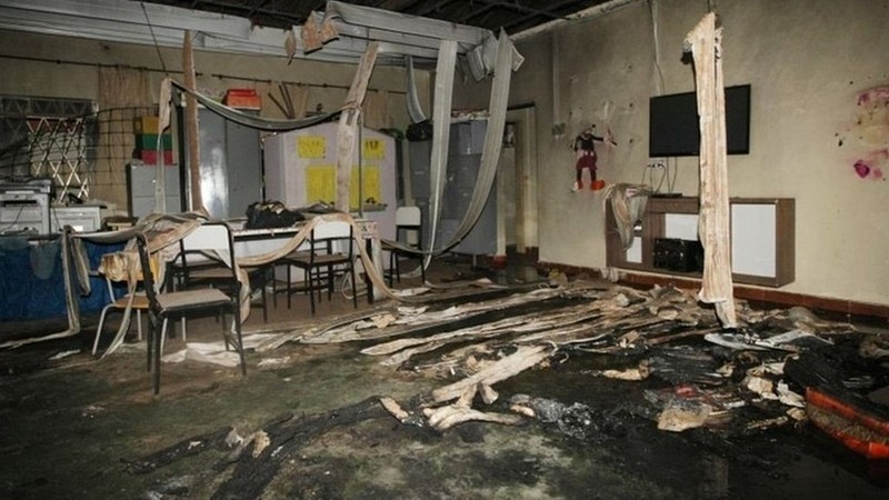 Remains of the nursery burnt down in Brazil's Janauba city (AFP Photo)