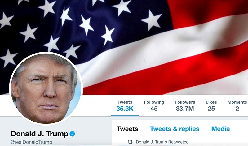  The masthead of U.S. President Donald Trump's @realDonaldTrump Twitter account is seen on July 11, 2017. (Reuters Photo)