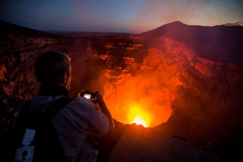 Masaya Volcano, located 20 kilometers (12 miles) south of Managua, features a lava lake and is a big draw for scientists and tourists alike (AFP Photo)
