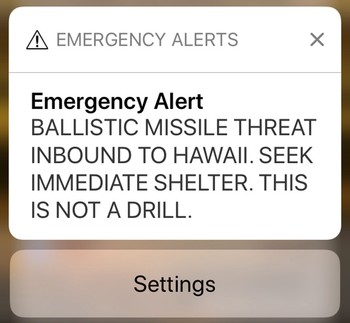 Hawaiians terrified over false message on inbound missile
