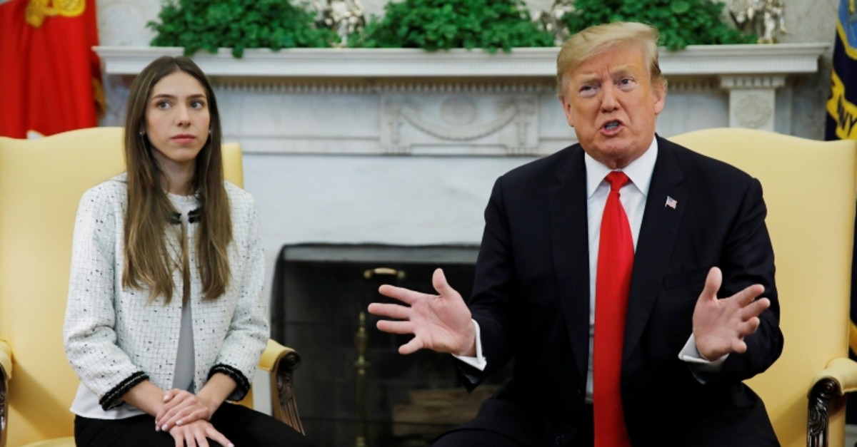 U.S. President Donald Trump meets with Fabiana Rosales, wife of Venezuelan opposition leader Juan Guaido, in the Oval Office at the White House in Washington, U.S., March 27, 2019. (Reuters Photo)