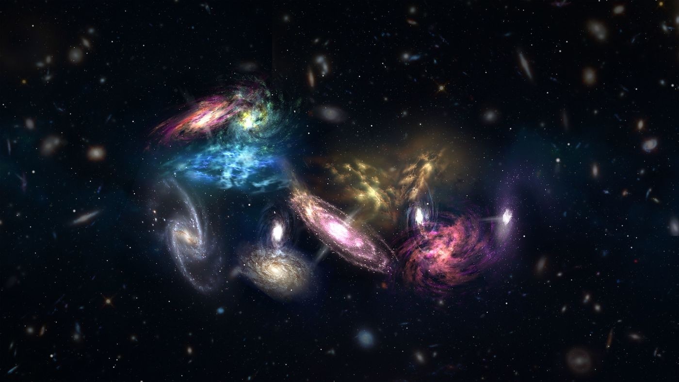 An artist's impression of the 14 galaxies detected by ALMA telescopess as they appear in the very early, very distant universe, in this illustration released April 25, 2018. (REUTERS Photo)