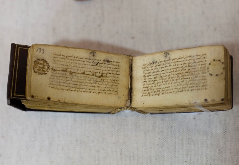 A 10th century Quran is seen on display at Israel's National Library Monday, June 11. (AP Photo)