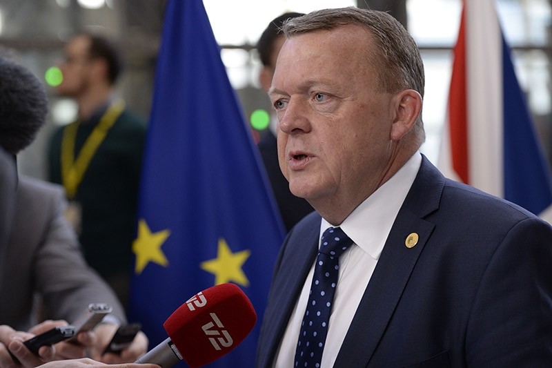 Denmark's Prime minister Lars Lokke Rasmussen speaks to the press before attending the EU summit at the new ,Europa, building in Brussels on March 10, 2017. (AFP Photo)
