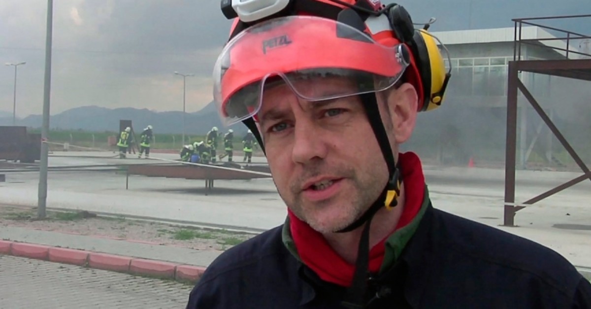 n this image taken from file video, showing James Le Mesurier, founder and director of Mayday Rescue, talks to the media during training exercises in southern Turkey, March 19, 2015. (AP Photo)