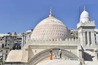 Workers restore part of the roof of Ketchaoua Mosque in the famed UNESCO-listed Casbah district of Algiers as they complete the final stages of its renovation.