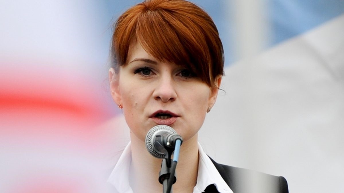 In this photo taken on Sunday, April 21, 2013, Maria Butina, leader of a pro-gun organization in Russia, speaks to a crowd during a rally in support of legalizing the possession of handguns in Moscow, Russia. (AP Photo)
