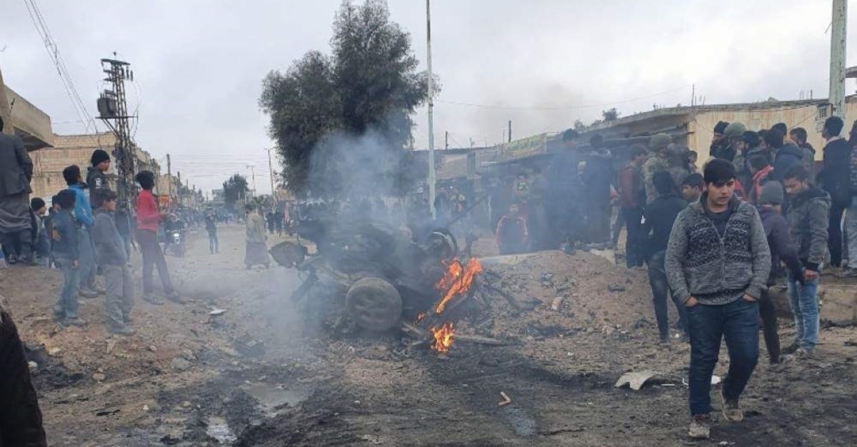 YPG terrorists killled 2 civilians through a bomb vehicle, Tal Abyad, Jan.1, 2020. (AA PHOTO)