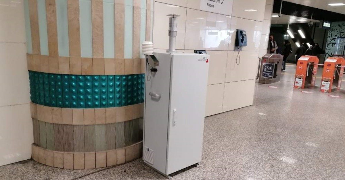 An air quality measurement device installed at a metro station in Istanbul, Dec. 9, 2019. (AA Photo) 