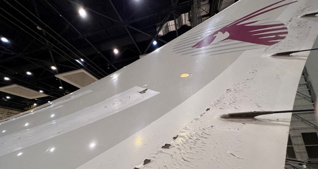 صورة تظهر الضرر في طلاء طائرة ايرباص-350 في الدوحة، 20 يونيو 2022 رويترز