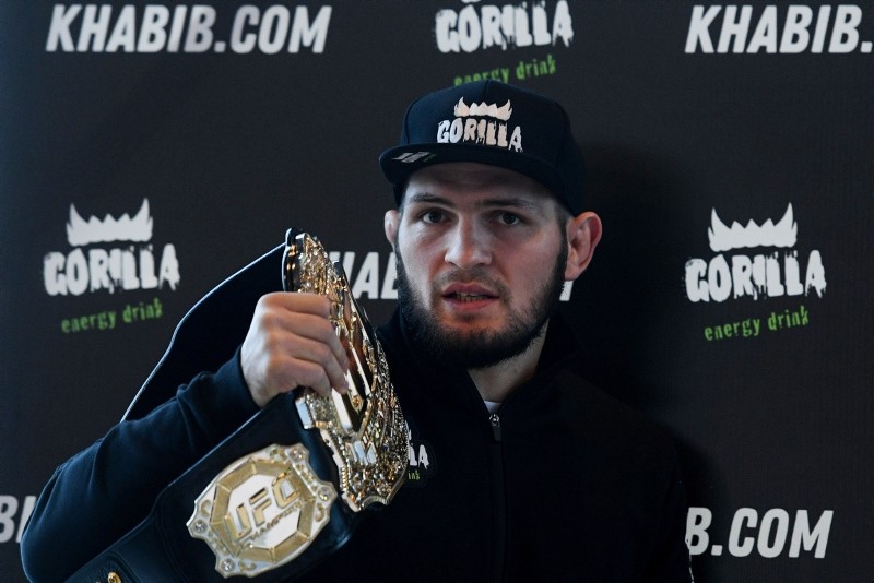 Mixed martial arts (MMA) fighter Khabib Nurmagomedov gives a press conference in Moscow on November 26, 2018. (AFP Photo)