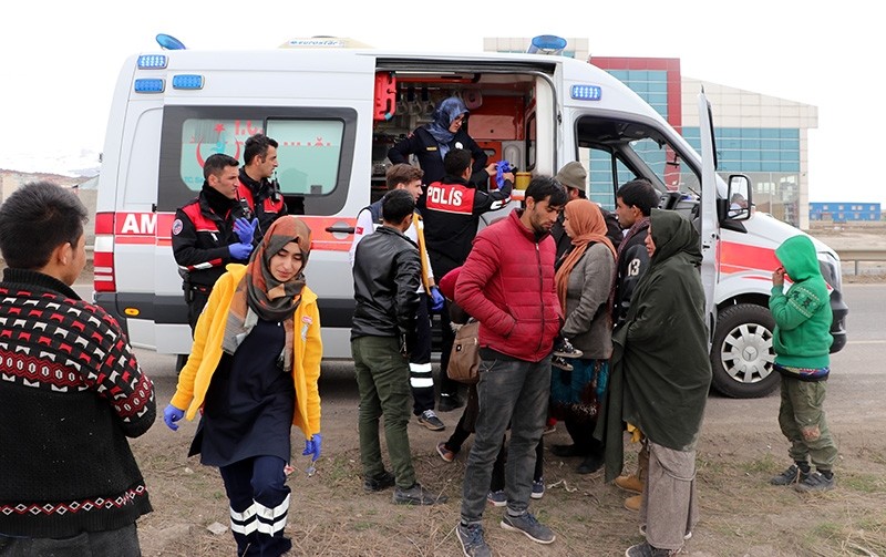 Undocumented migrants held in Erzurum province (AA Photo)