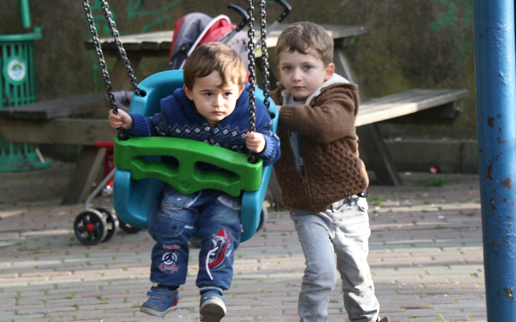 Children at a playground in the northern city of Zonguldak. The population of those below 18 has gradually been surpassed by the elderly in recent years in the country.