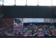 One of the many peace walls in Belfast.