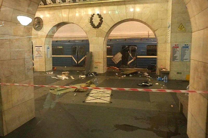 A handout photo made available by megapolisonline.ru via VKontakte (VK) shows a damaged train station shortly after an explosion in a metro of Saint Petersburg, Russia, 03 April 2017. (EPA Photo)
