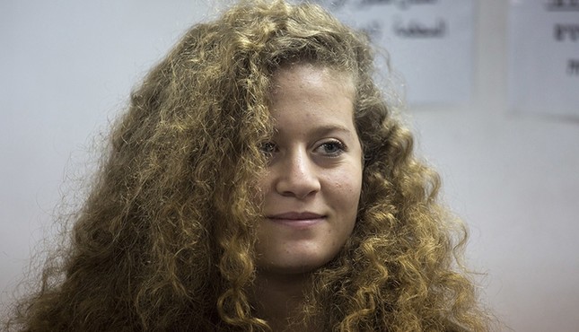 In this Feb. 13, 2018 file photo, Palestinian protest icon Ahed Tamimi is in a courtroom at the Ofer military prison near Jerusalem. (AP Photo)