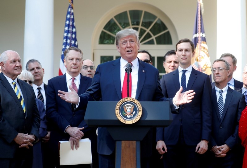 U.S. President Donald Trump delivers remarks on the United States-Mexico-Canada Agreement (USMCA) during a news conference in the Rose Garden of the White House in Washington, U.S., October 1, 2018. (REUTERS Photo)