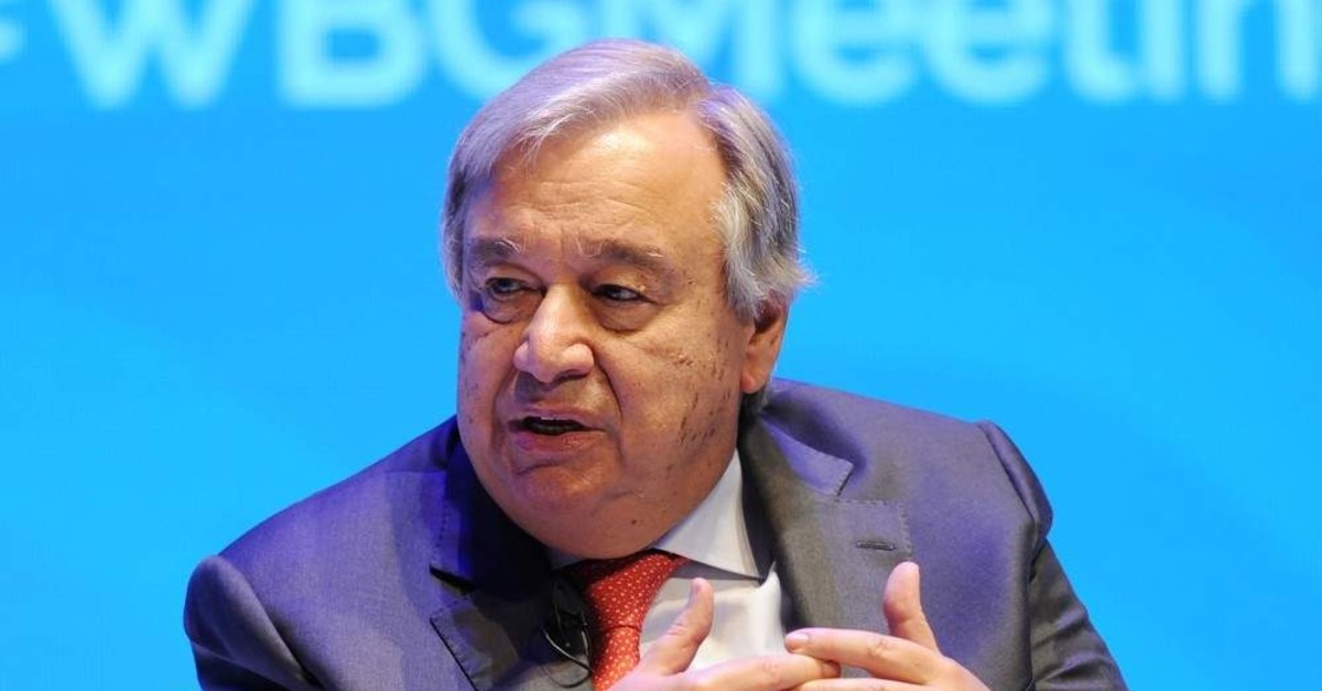 U.N. Secretary-General Antonio Guterres speaks during the International Monetary Fund (IMF) and World Bank annual meetings in Nusa Dua, on Oct. 13, 2018. (AFP File Photo)