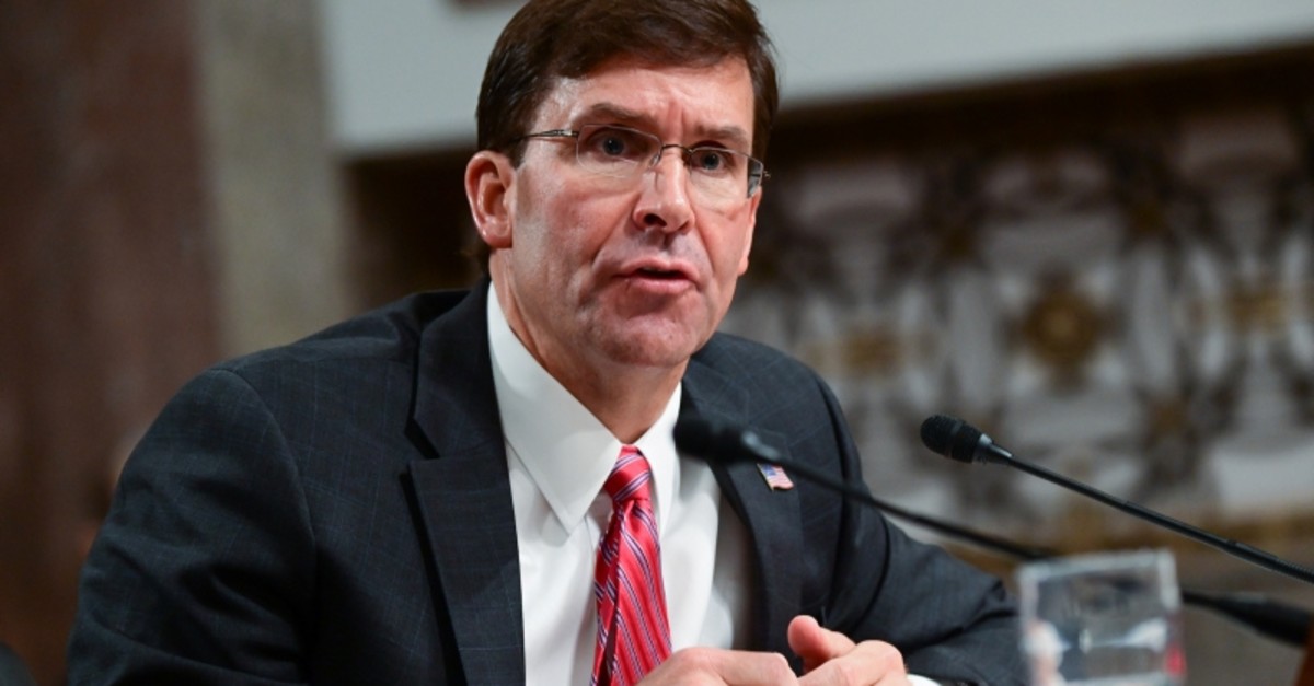 Defense Secretary nominee Mark Esper testifies before a Senate Armed Services Committee hearing on his nomination in Washington, U.S. July 16, 2019. (Reuters Photo)