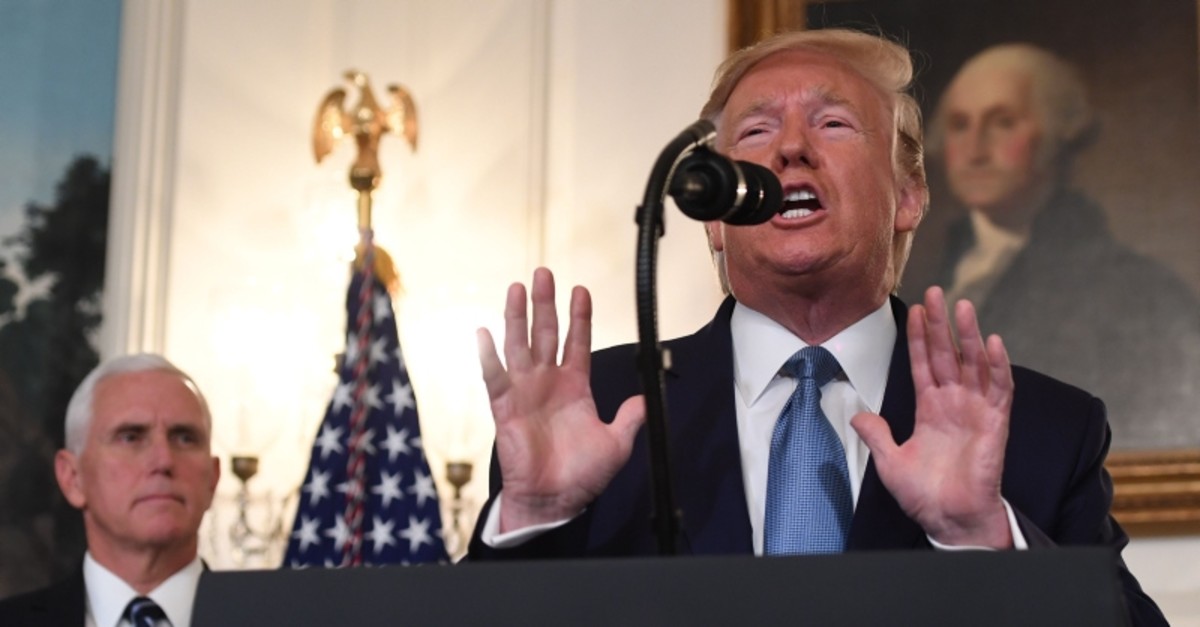 U.S. President Donald Trump speaks about Syria in the Diplomatic Reception Room at the White House in Washington, D.C., Oct. 23, 2019. (AFP Photo)