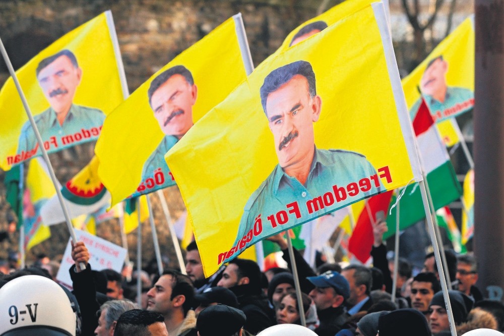 PKK sympathizers show banners with portraits of imprisoned PKK leader u00d6calan in Cologne, Germany, January 27.