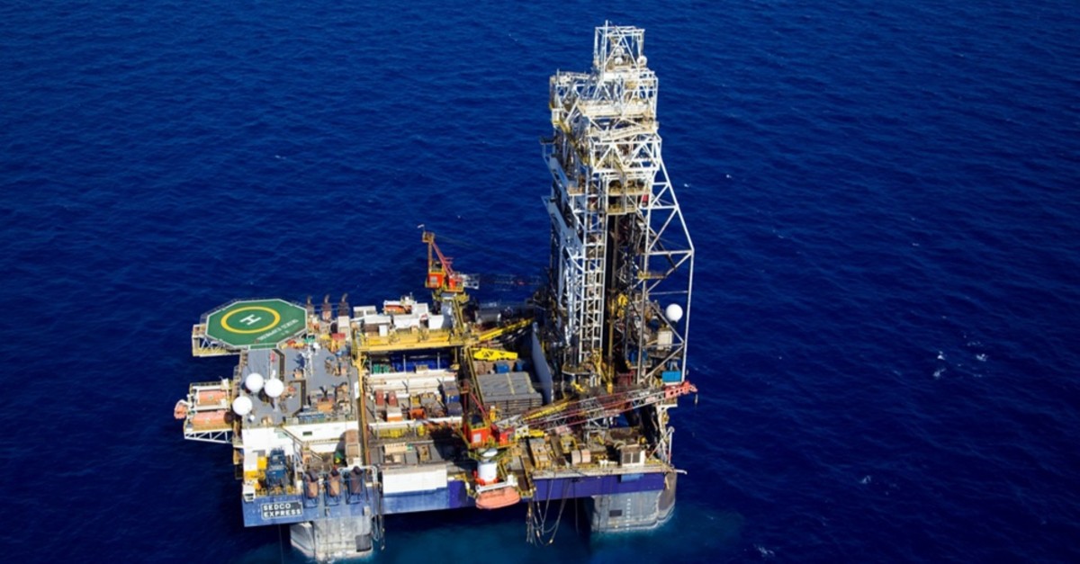 An aerial view of the Tamar Lease natural gas rig, in northern Israel.