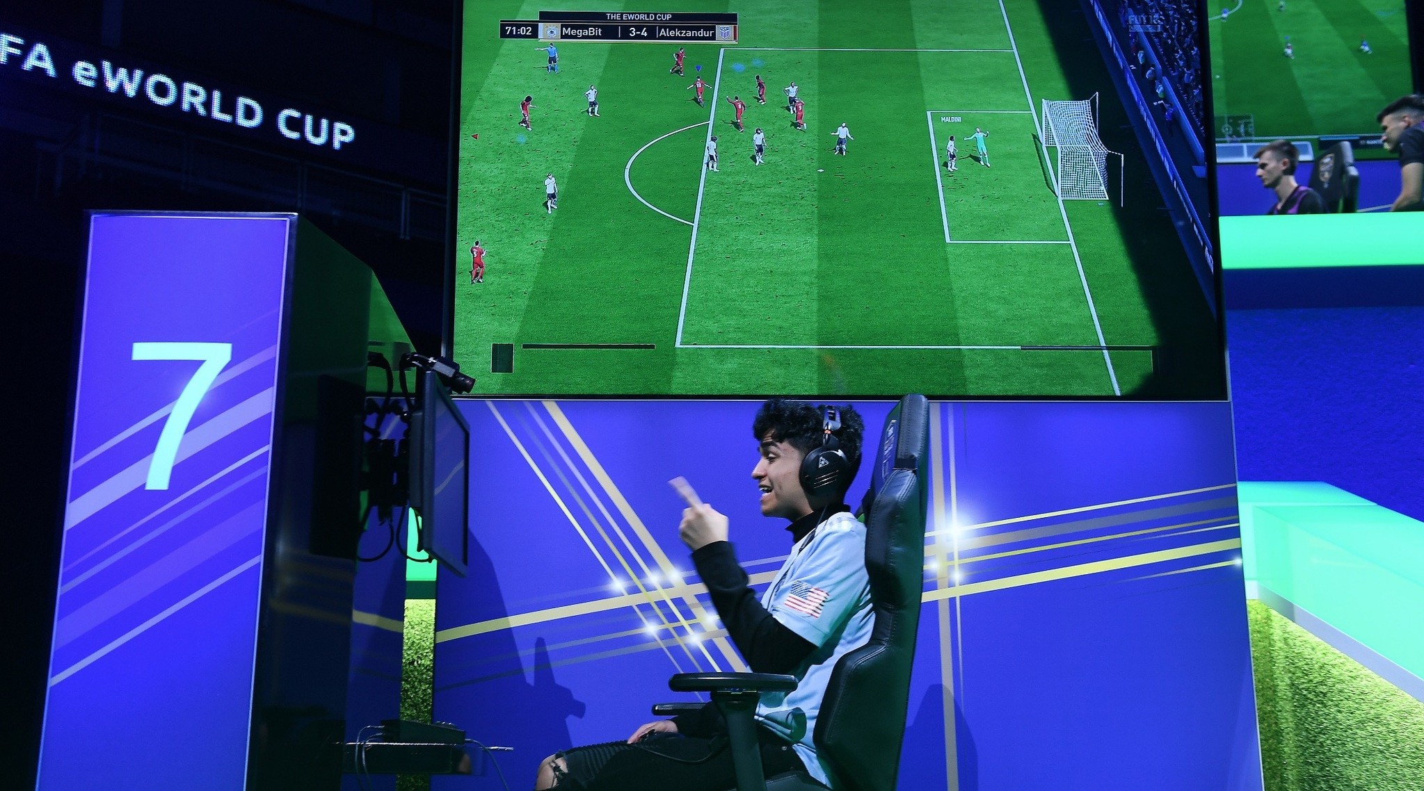 Alekzandur of the U.S. reacts during a Group Stage match against Germanyu2019s MegaBit at the FIFA eWorld Cup Grand Final in London, Aug. 2.