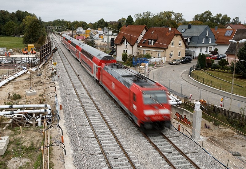 A train rides a part of the re-opened railway track in Rastatt, Germany, 02 October 2017 (EPA Photo)