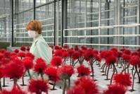 Emily Beecham as Alice Woodard in the greenhouse with her flowers. 