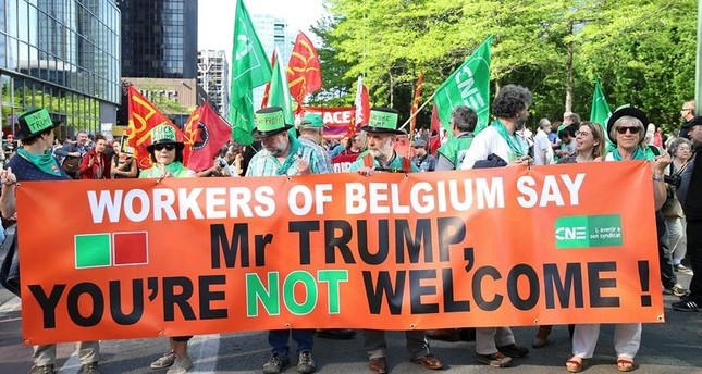 مظاهرات في بروكسل ضد ترامب الذي وصفها بـ حفرة جهنم