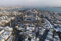 An aerial view of Istanbulu2019s Historical Peninsula.