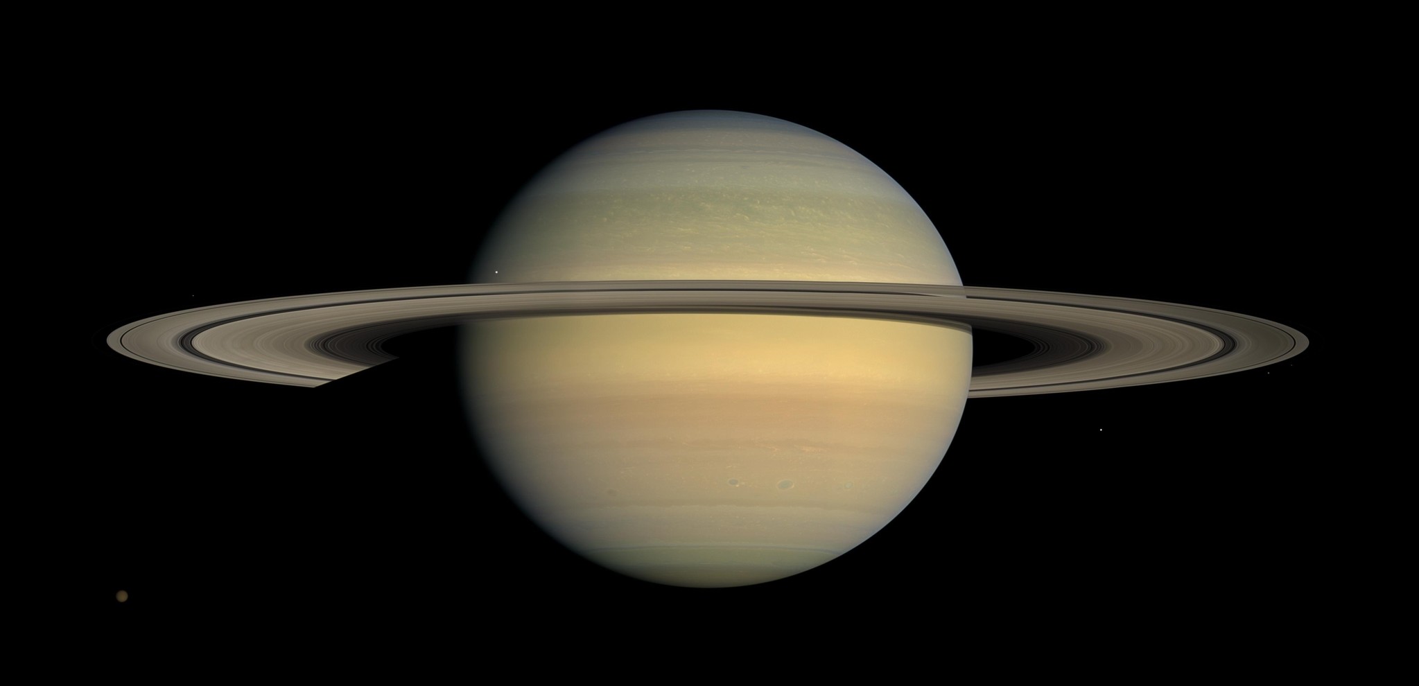 This July 23, 2008 image made available by NASA shows the planet Saturn, as seen from the Cassini spacecraft. (AP Photo)