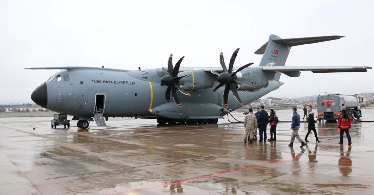 A military cargo plane was set to leave for China from Ankara for evacuation, Jan. 30, 2020. (DHA Photo) 