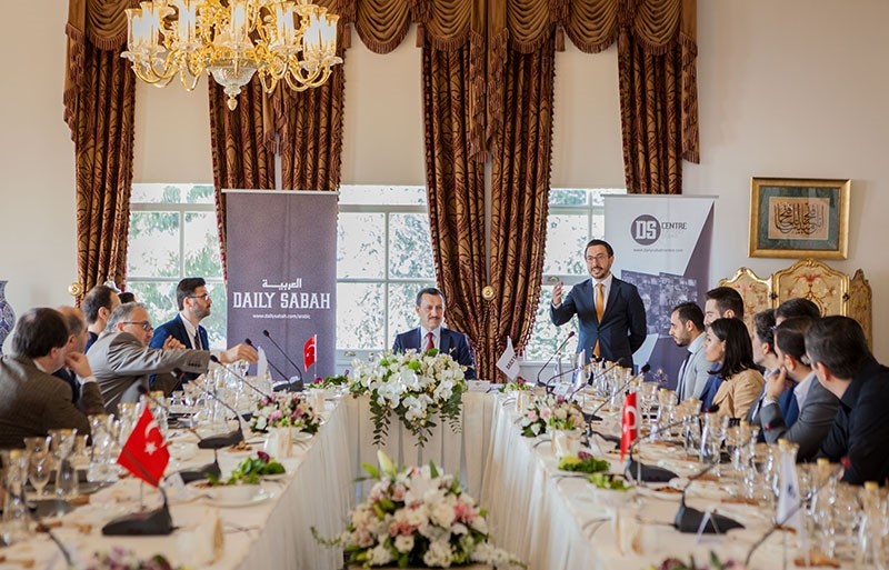 Daily Sabah Editor in Chief Serdar Karagu00f6z (CR) addresses participants of the DS Centre meeting in Istanbul, April 10, 2018. (Photo: Sabah/Hatice u00c7u0131nar)