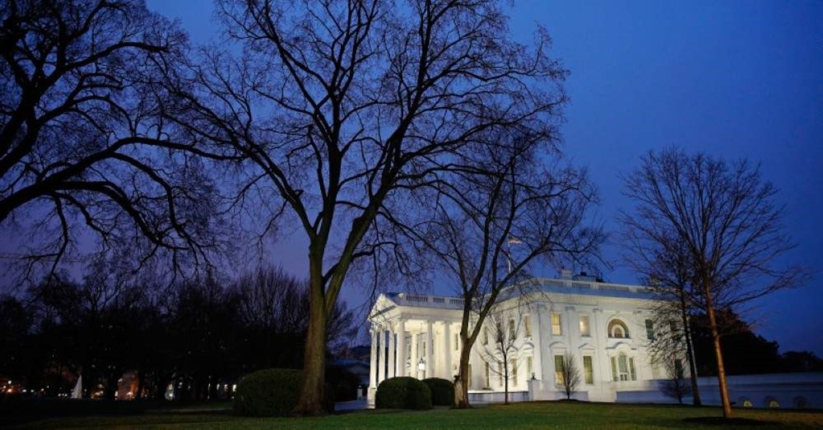 Dusk settles over the White House in Washington, Thursday, Feb. 6, 2020. (AP Photo)