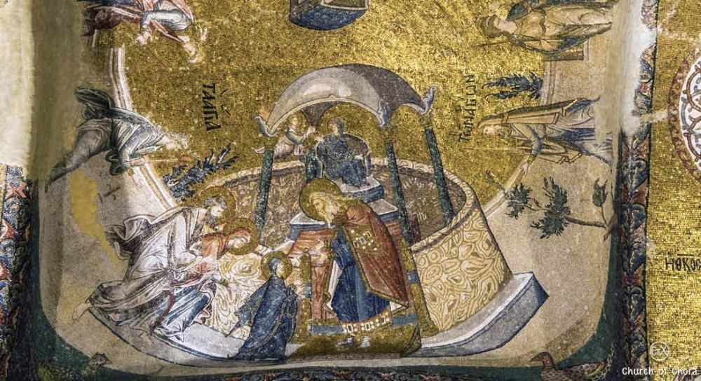 The Presentation of the Virgin in the Temple, or The Virgin Fed by an Angel, in the inner narthex of the Chora Church.