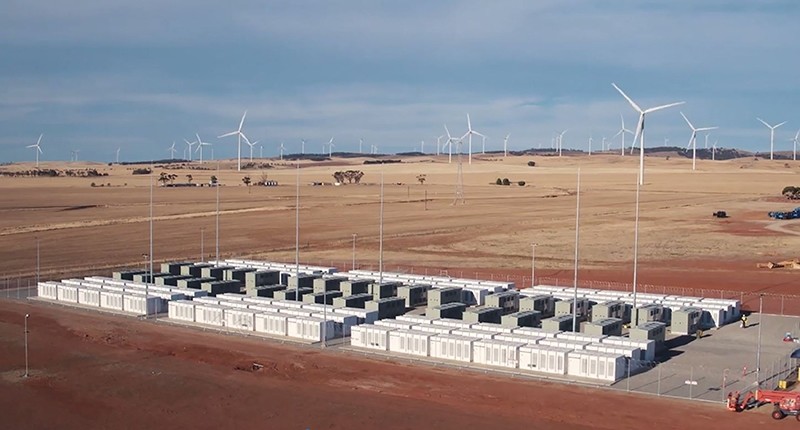 This screen grab from an undated handout video from a drone received by AFP on December 1, 2017 from French energy firm Neoen shows the Tesla 100 MW/129 MWh Powerpack system (AFP Photo)