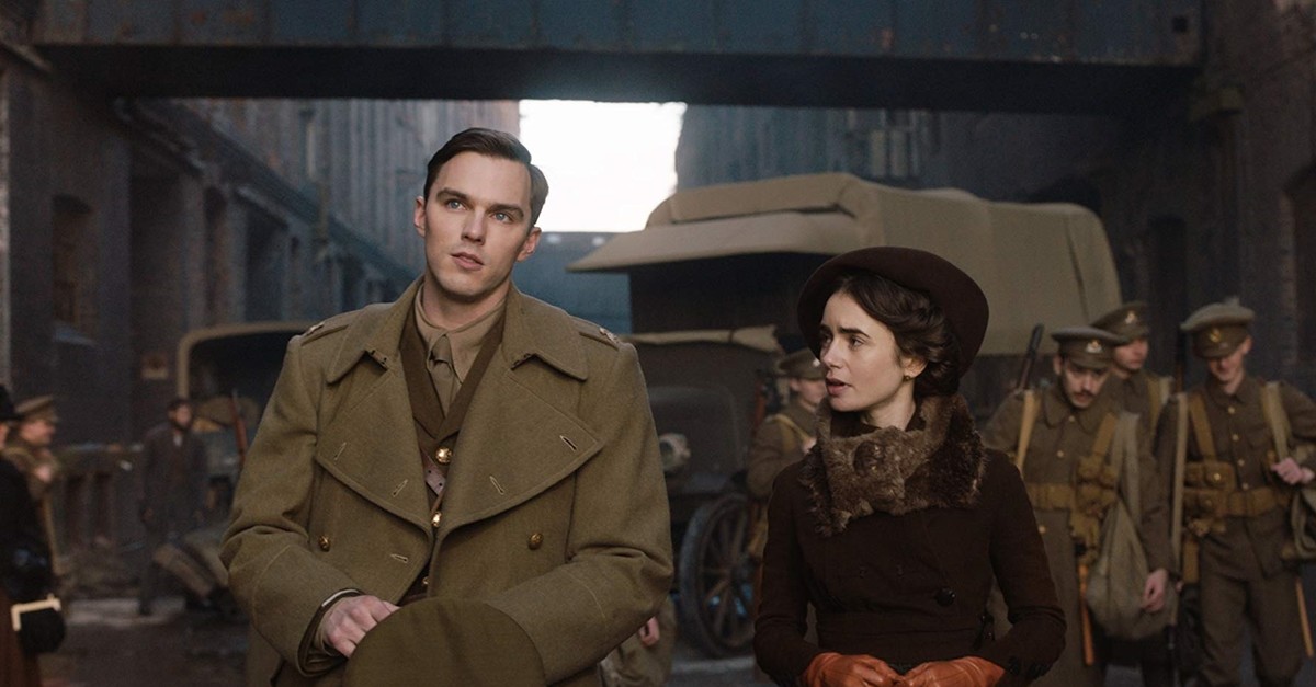 Tolkien and his love of life, Edith, played by Nicholas Hoult and Lilly Collins.