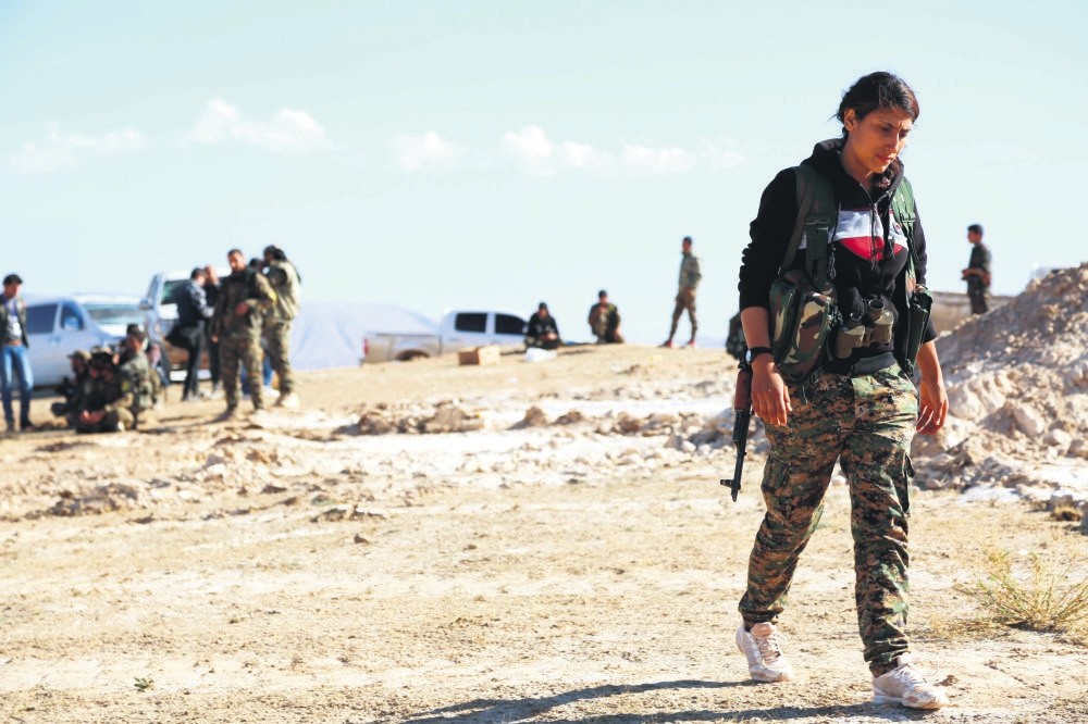 YPG, YPJ and other terrorist organizations gather in al-Hol Syria, some 650 kilometers northeast of Damascus, near the Iraqi border, Nov. 2, 2015.