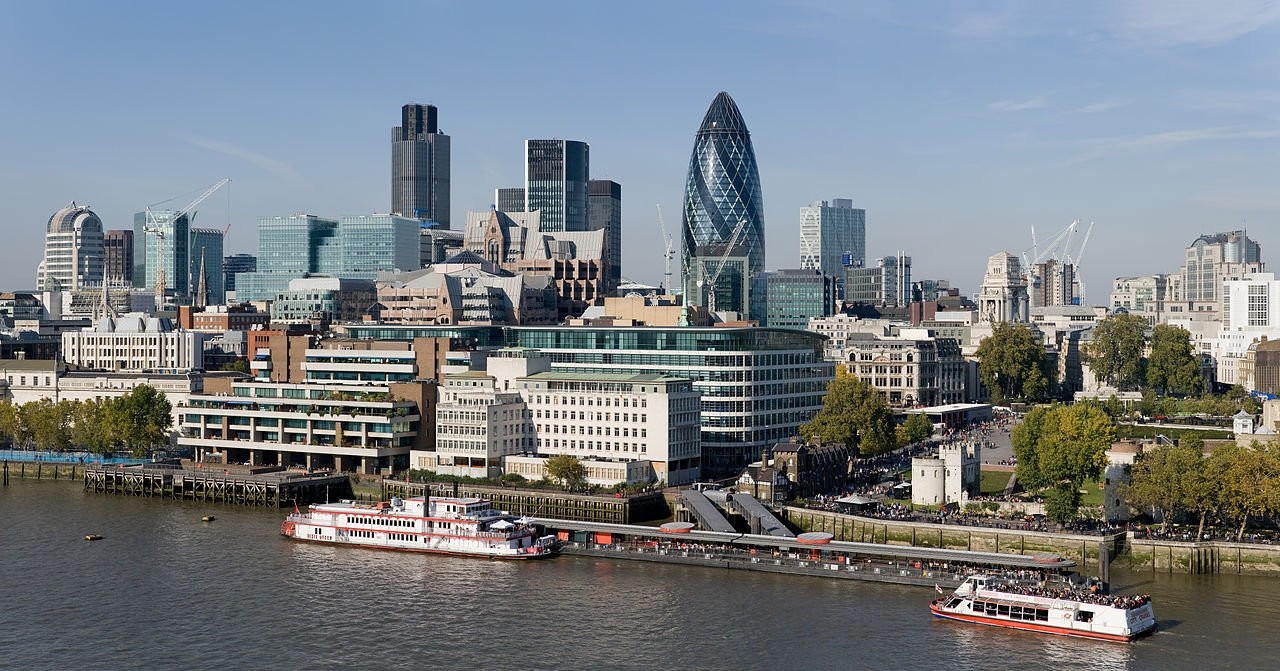 A view of London, a leading finance center and home to headquarters of many global financial corporations operating across Europe.