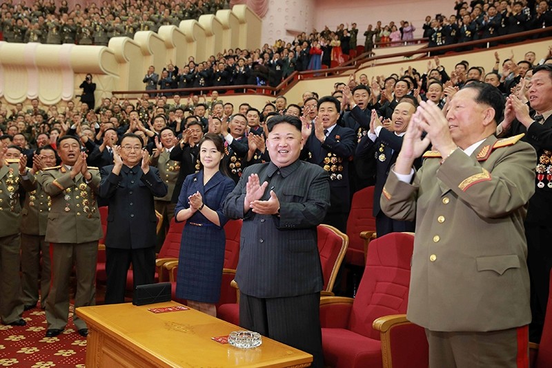 Kim Jong Un claps during a celebration for nuclear scientists and engineers who contributed to a hydrogen bomb test, in this photo released by North Korea's KCNA in Pyongyang on September 10, 2017. (REUTERS Photo)