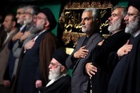 The commander of the Iranian Revolutionary Guard's Quds Force, Gen. Qasem Soleimani (3rd from R), attends a religious ceremony, Tehran, March 27, 2015. (AFP Photo)