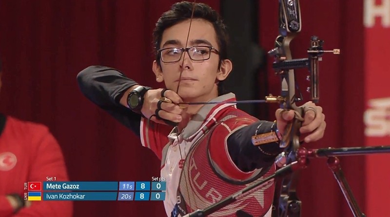 Turkey's Mete Gazoz competes at World Archery Indoor Championships in the U.S. (IHA Photo)