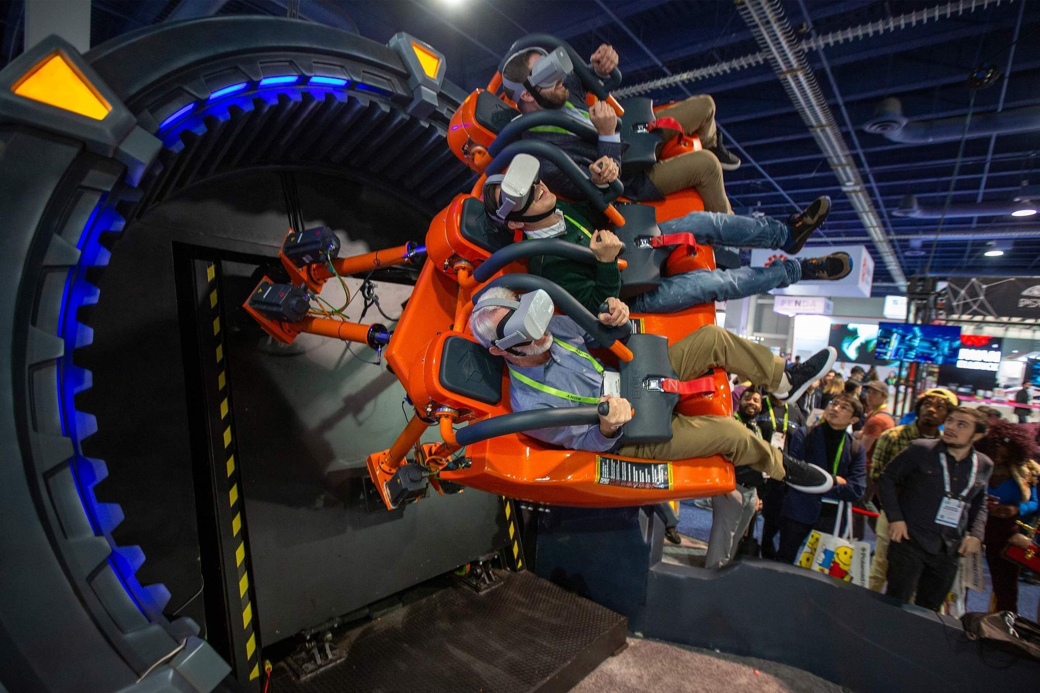 The DOF Robotics Hurricane 360 VR ride is shown at the Las Vegas Convention Center during CES 2019 in Las Vegas on Jan. 10.