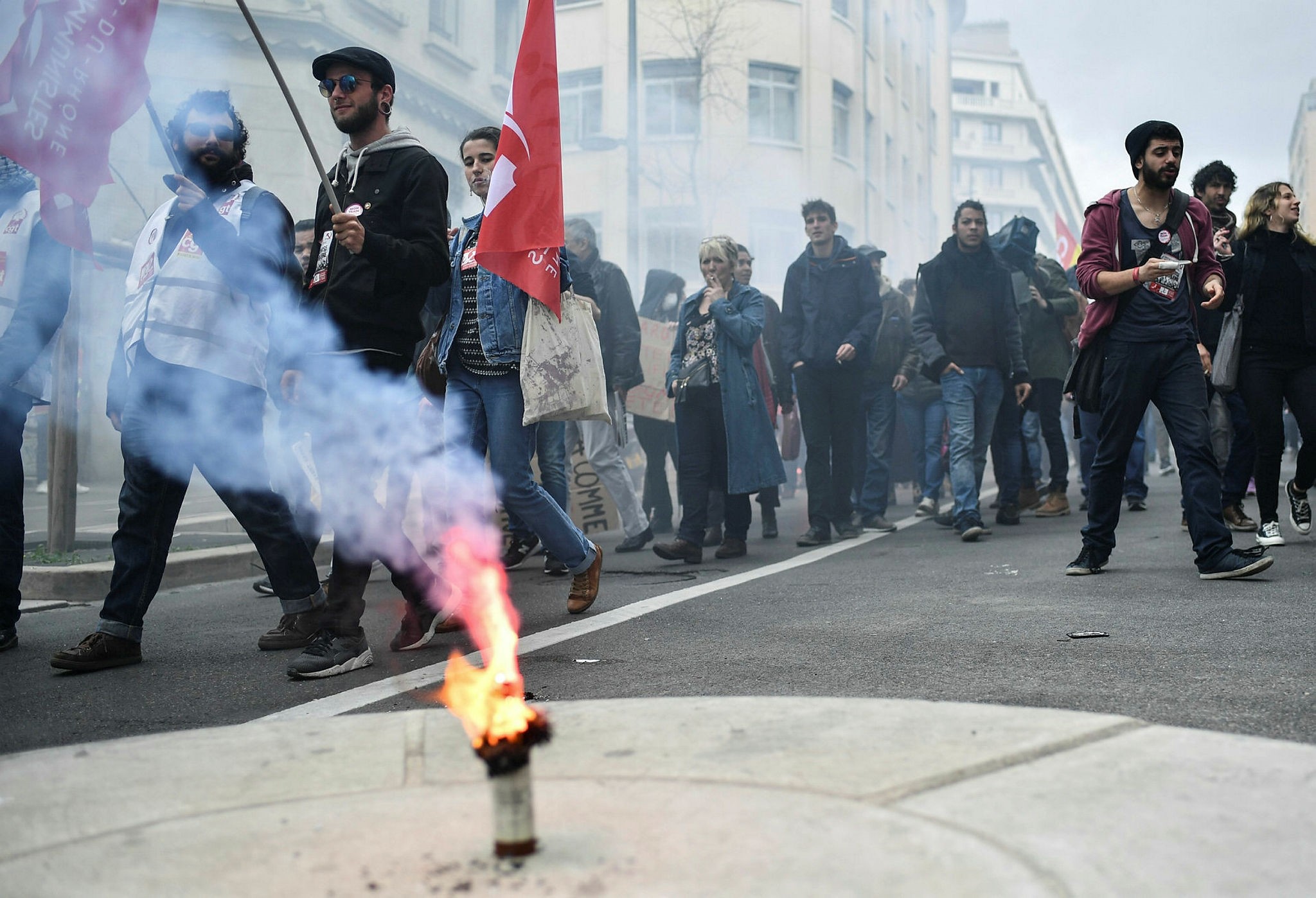 Students protest against the French presidentu2019s reform plans, Marseille, April 4.