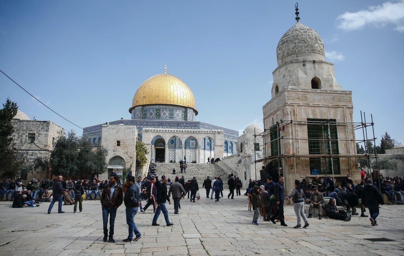 People walk to Al-Aqsa Mosque compound to perform Friday prayers, Feb. 15, 2019. The site is popular among Turkish visitors.