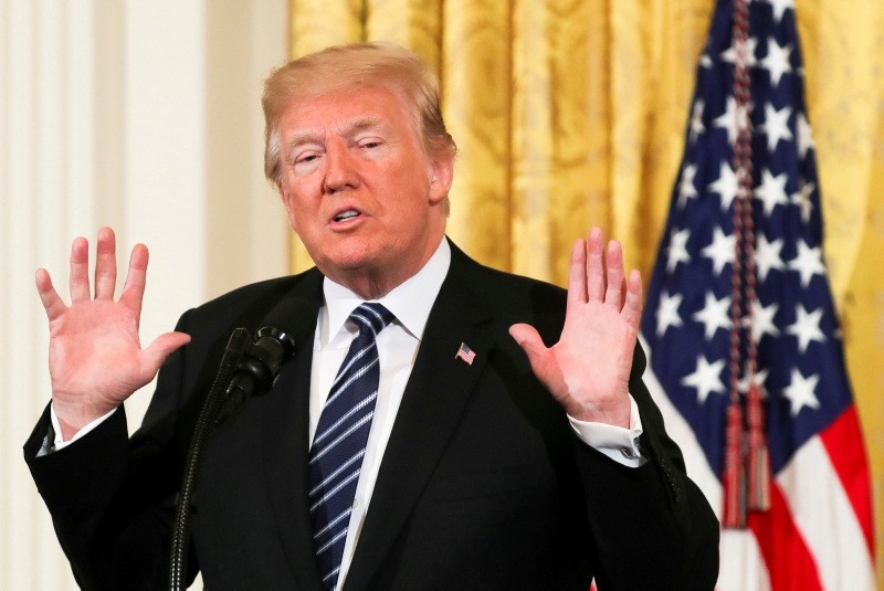U.S. President Donald Trump gestures as he delivers remarks during the Prison Reform Summit at the White House in Washington, DC, U.S., May 18, 2018. (REUTERS Photo)