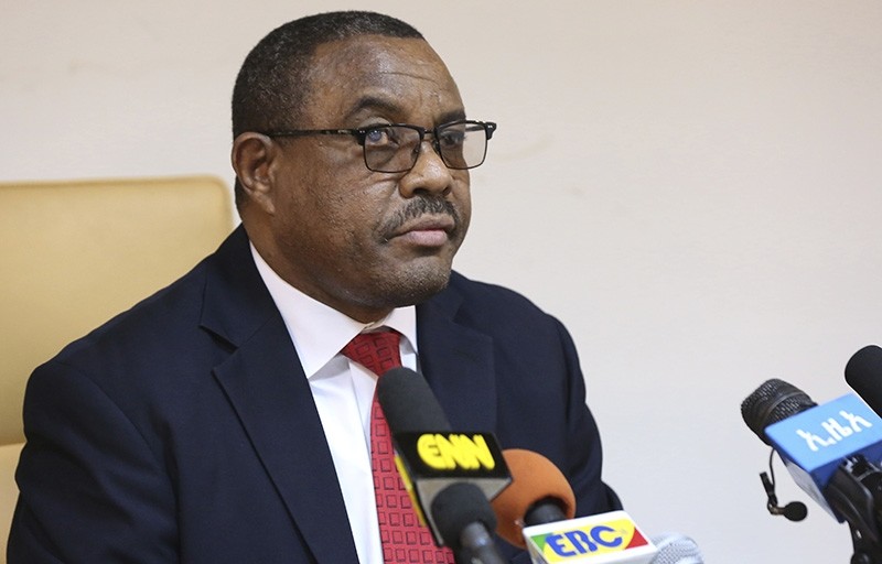 Ethiopian Prime Minister Hailemariam Desalegn, during press conference in Addis Ababa, Ethiopia, Thursday, Feb. 15, 2018. (AP Photo)