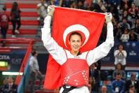 Turkish national taekwondo athlete u0130rem Yaman wins gold in Italy. (DHA Photo)
